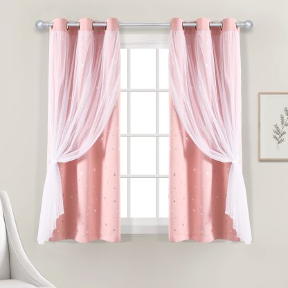 Sheer Insulated Grommet Blackout Pink Curtain