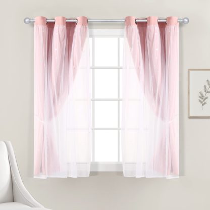 Sheer Insulated Grommet Blackout Pink Curtain - Image 5