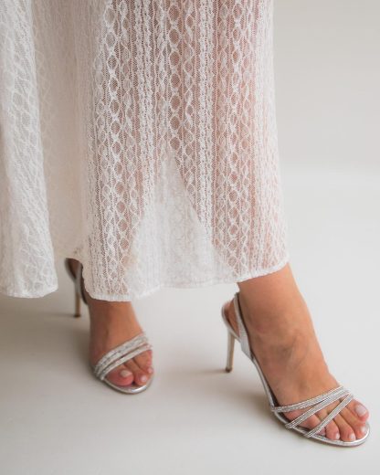 Silver strappy high heel sandals - Image 3