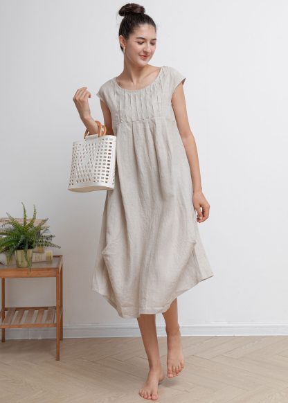 Simple Smocked Linen Dress
