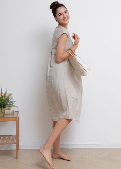 Simple Smocked Linen Dress - Image 6