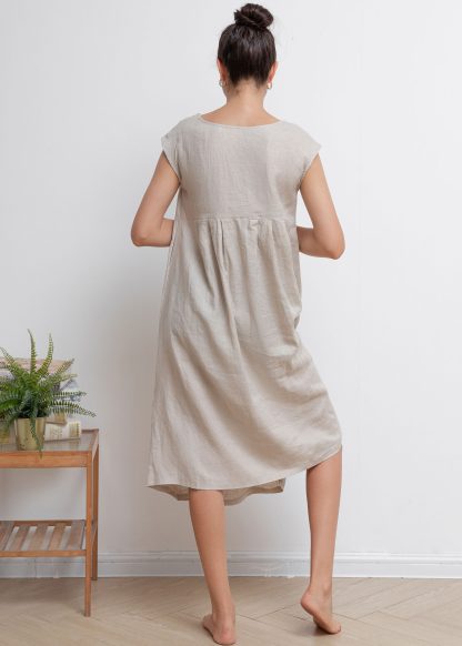 Simple Smocked Linen Dress - Image 3