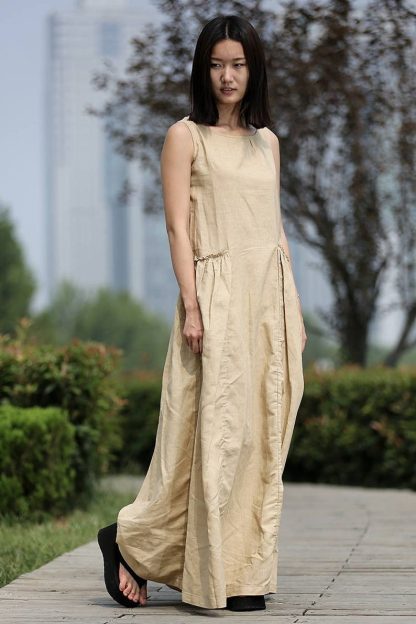 Sleeveless Summer Linen Maxi Dress - Image 3
