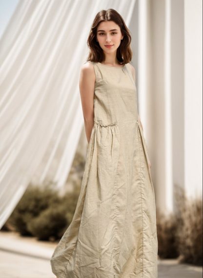 Sleeveless Summer Linen Maxi Dress