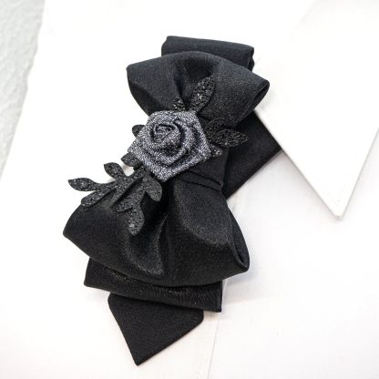 Women's exquisite rose black tie - Image 4
