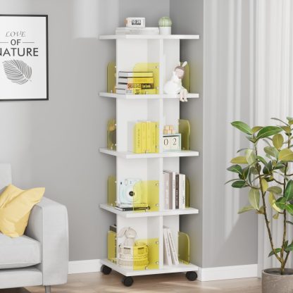 Stacking rotating white bookshelf tower - Image 2