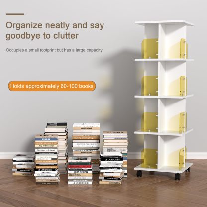 Stacking rotating white bookshelf tower - Image 3