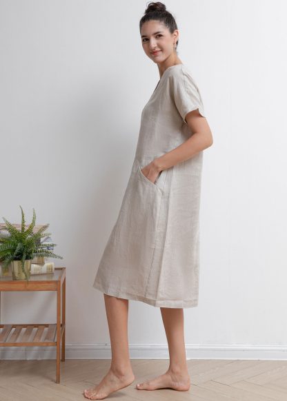 Straight waist linen dress - Image 6