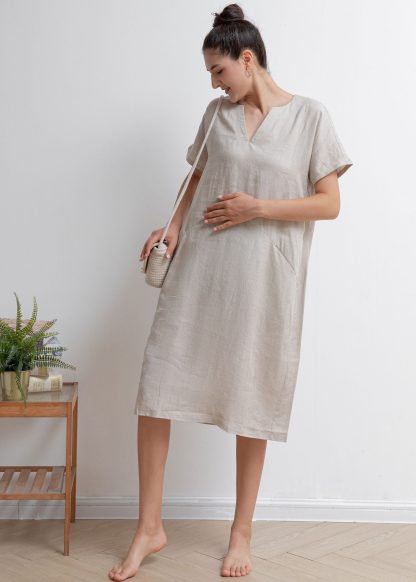 Straight waist linen dress - Image 5