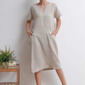 Straight waist linen dress