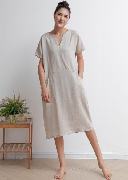 Straight waist linen dress - Image 3