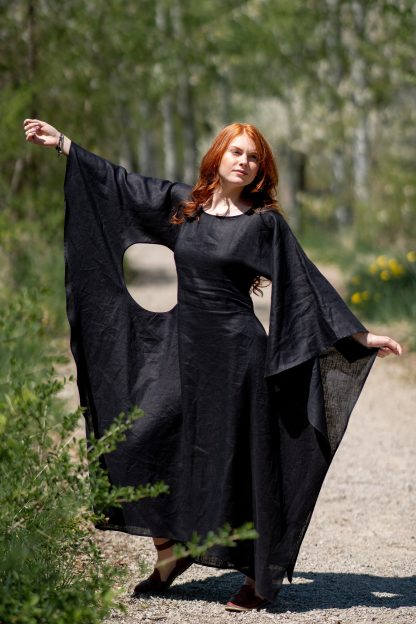 Summer Black Linen Dress