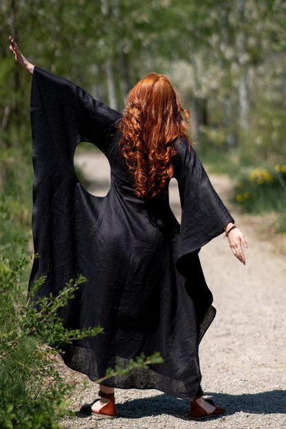 Summer Black Linen Dress - Image 3