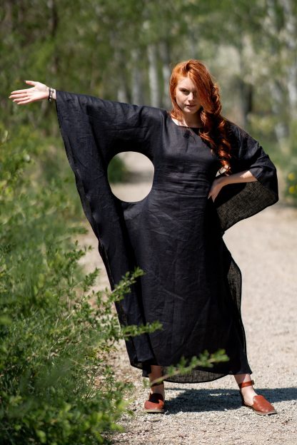 Summer Black Linen Dress - Image 2