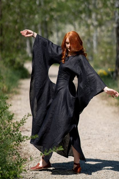 Summer Black Linen Dress - Image 5