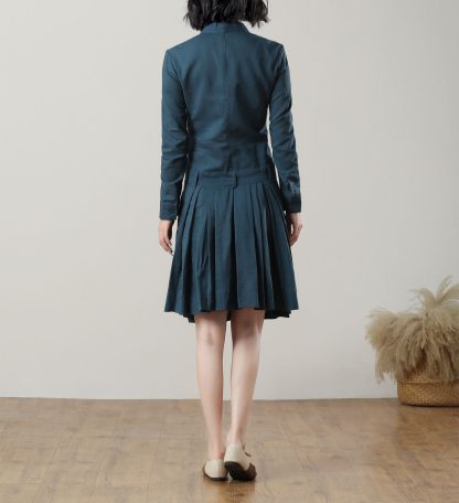 Summer Blue Knee-Length Linen Dress - Image 4