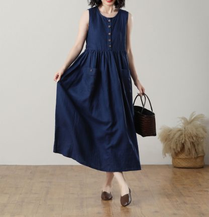 Summer Ladies Midi Button Dress - Image 6