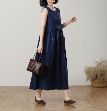 Summer Ladies Midi Button Dress - Image 3