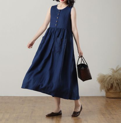 Summer Ladies Midi Button Dress - Image 2