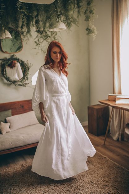 Summer Linen Lantern Sleeve Dress - Image 7