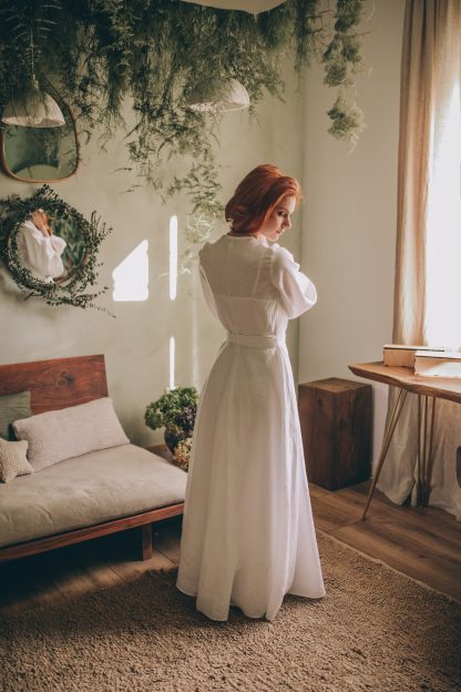 Summer Linen Lantern Sleeve Dress - Image 6