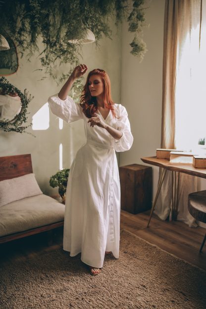 Summer Linen Lantern Sleeve Dress - Image 4