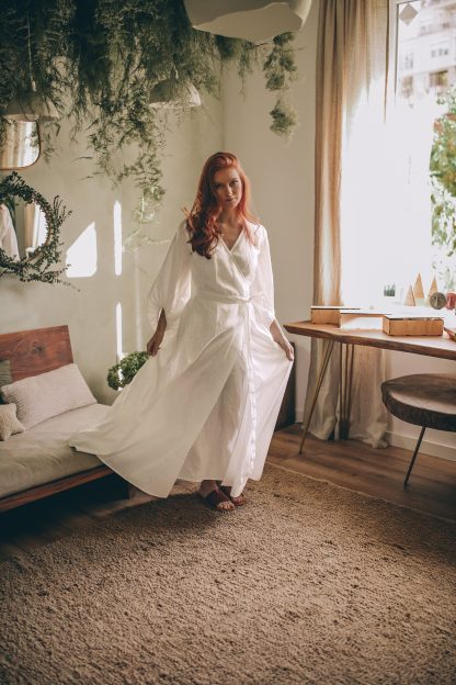 Summer Linen Lantern Sleeve Dress