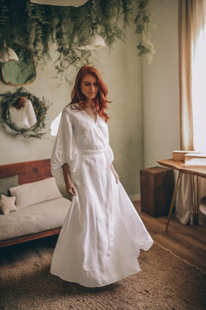 Summer Linen Lantern Sleeve Dress - Image 2