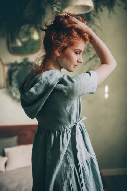 Summer Linen Long Hooded Dress - Image 6