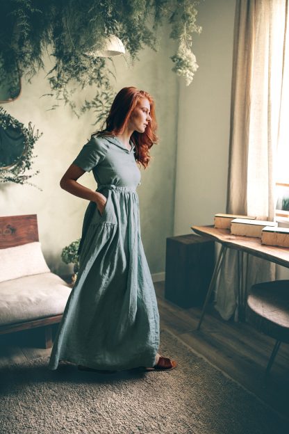 Summer Linen Long Hooded Dress