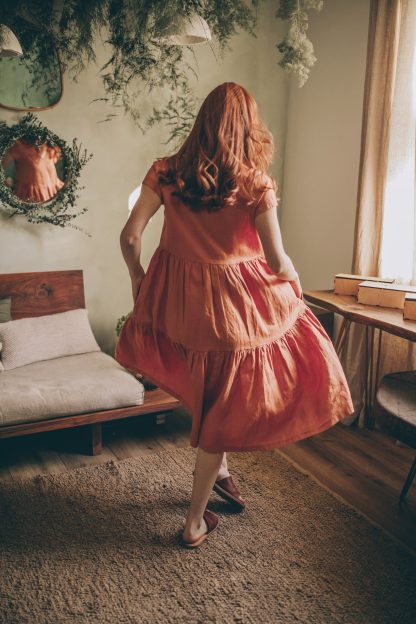 Summer Rust Orange Linen Dress - Image 2