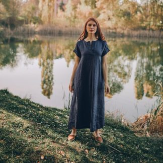 Summer Short Sleeve Linen Dress