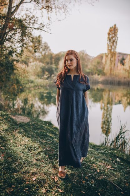 Summer Short Sleeve Linen Dress - Image 5