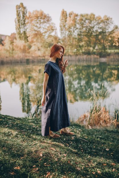Summer Short Sleeve Linen Dress - Image 3