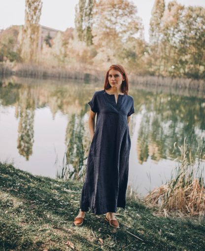 Summer Short Sleeve Linen Dress - Image 2