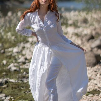 Summer long waist shirt dress