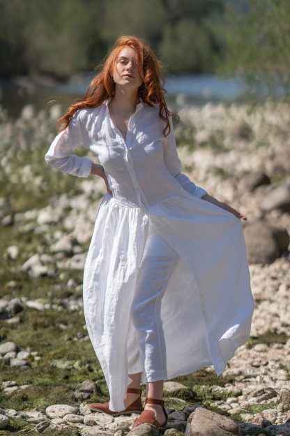 Summer long waist shirt dress