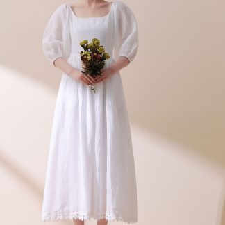 Summer puff sleeve midi dress