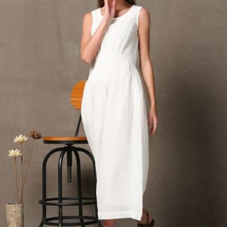 Summer white sleeveless dress