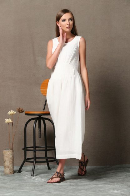 Summer white sleeveless dress