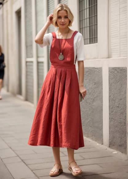 Summer women's linen overalls skirt