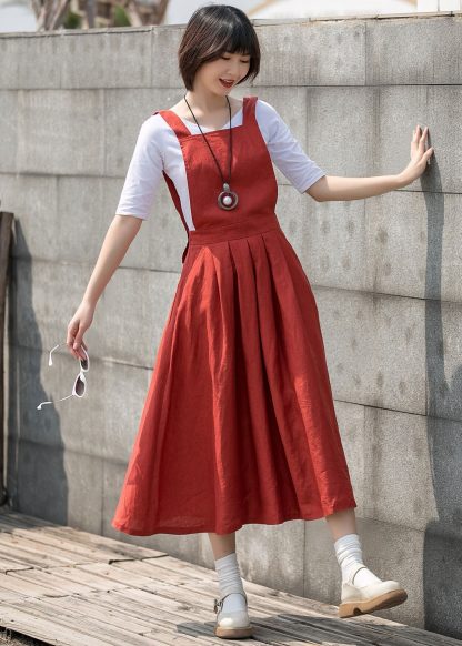Summer women's linen overalls skirt - Image 3