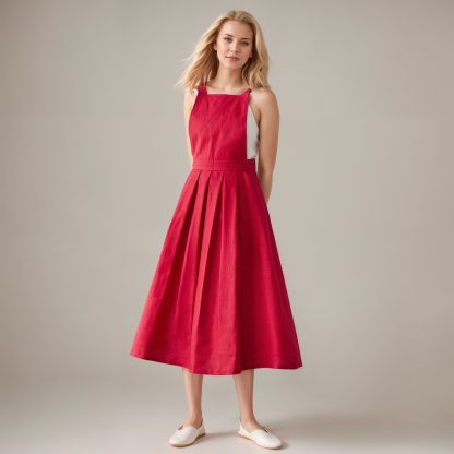 Summer women's linen overalls skirt - Image 2