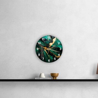 Tempered glass green wall clock