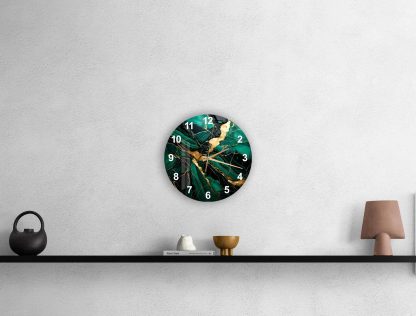 Tempered glass green wall clock