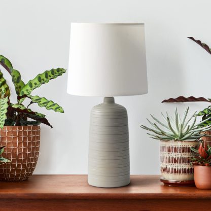 Textured Linear Ceramic Table Lamp - Image 2