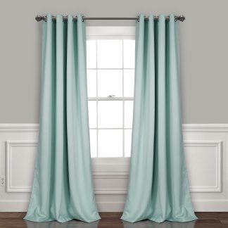 Thermal Insulation Grommet Blackout Cyan Curtains