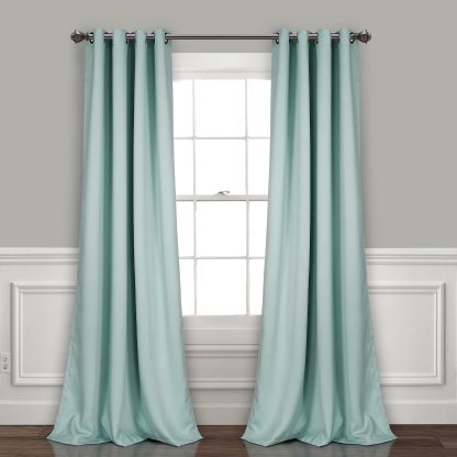 Thermal Insulation Grommet Blackout Cyan Curtains