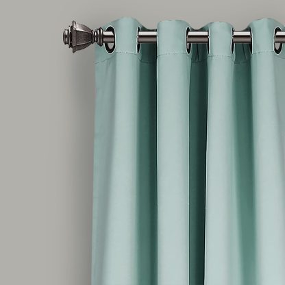 Thermal Insulation Grommet Blackout Cyan Curtains - Image 2