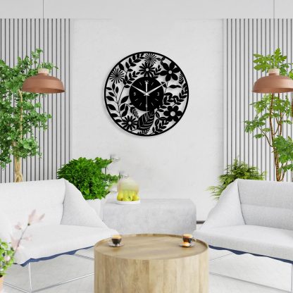 Unique Floral Metal Wall Clock - Image 2